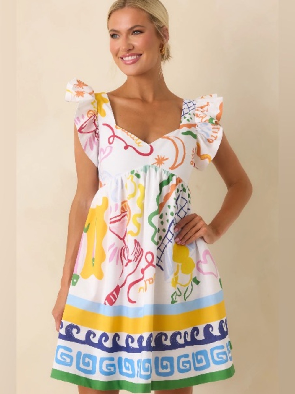 NWT PROSPERINA ALAINA MULTI PRINT LINEN BLEND MINI DRESS SZ XS - Picture 3 of 7